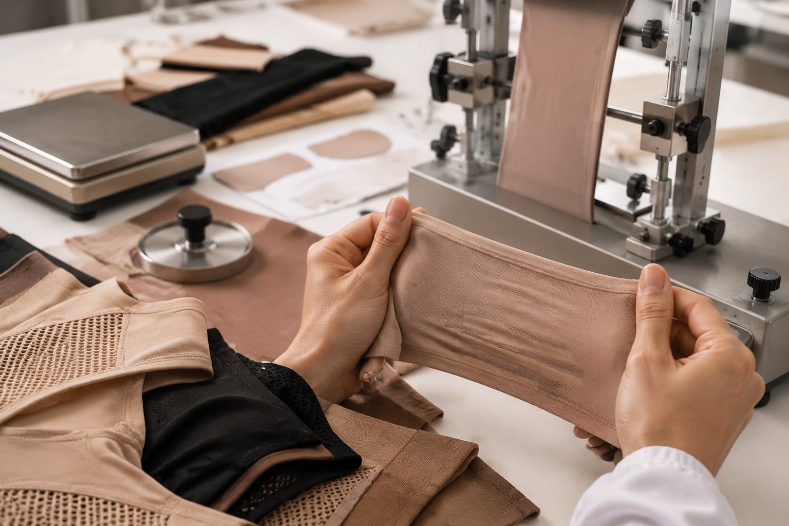 Shapewear-Stoff: GSM, Stretch und Rücksprung prüfen